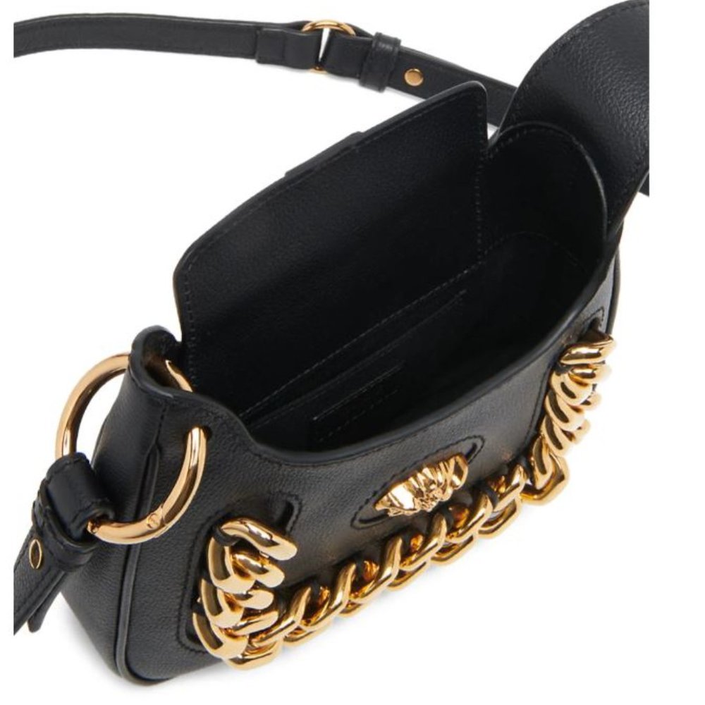 Versace La Medusa Chain Leather Hobo Bag Black - Picture 11 of 11